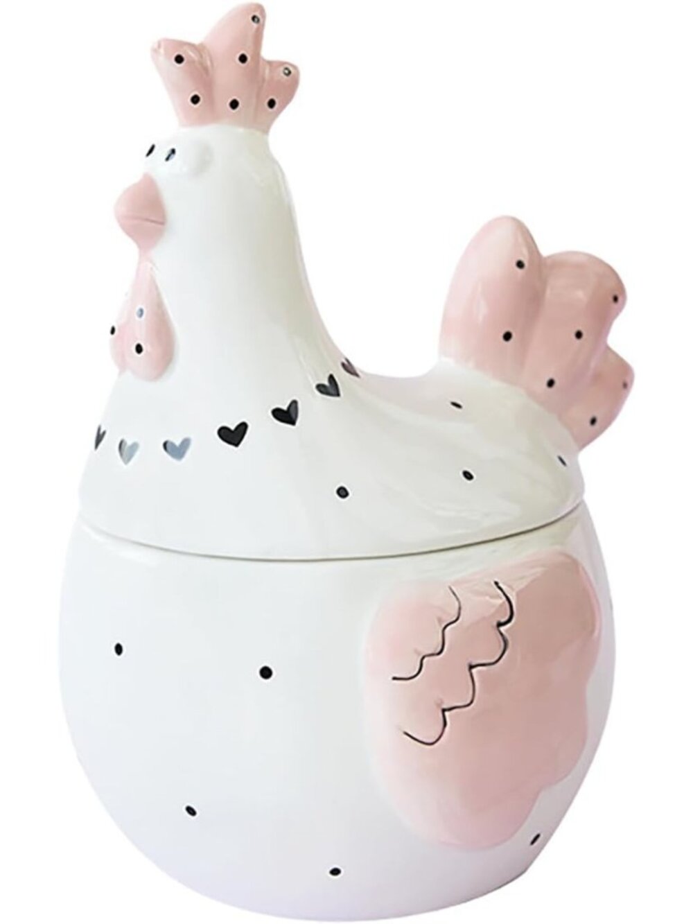 Charming Pink Chicken Rooster Ceramic Easter Cookie Jar with Airtight Lid - 30